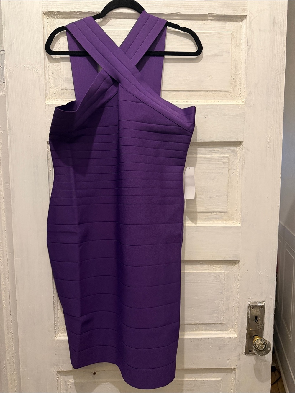New XL Purple Bandage Cross-Strap Sheath Dress